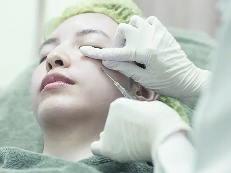 tear trough filler being injected into patient